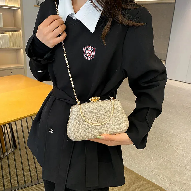 Luxury High-Design Evening Bag for Women | Glitter Clutch, Shoulder Bag with Chain for Party, Banquet, and Wedding