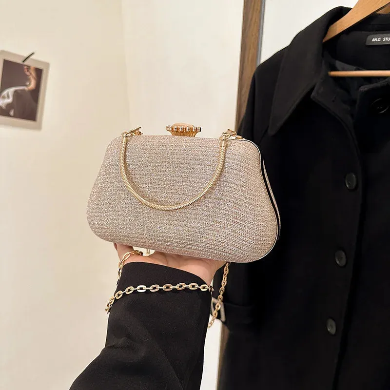 Luxury High-Design Evening Bag for Women | Glitter Clutch, Shoulder Bag with Chain for Party, Banquet, and Wedding