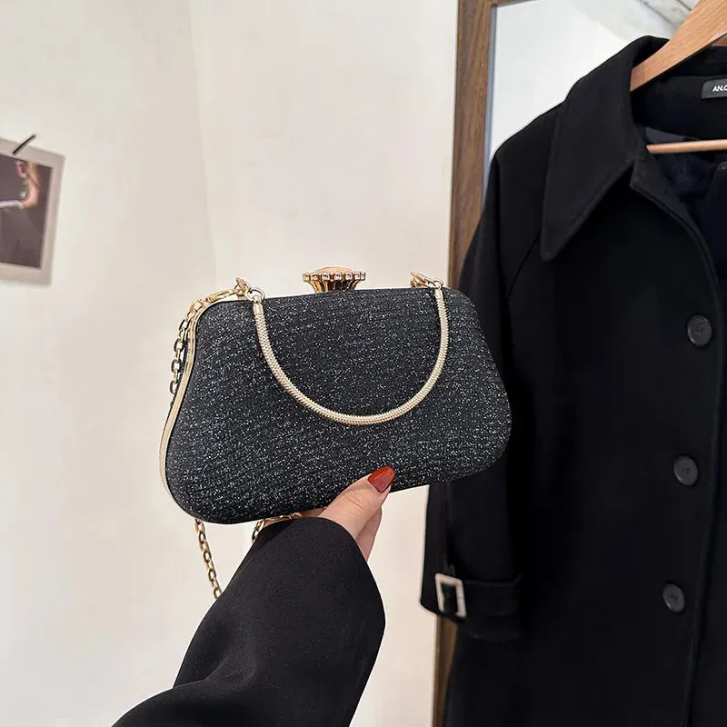 Luxury High-Design Evening Bag for Women | Glitter Clutch, Shoulder Bag with Chain for Party, Banquet, and Wedding