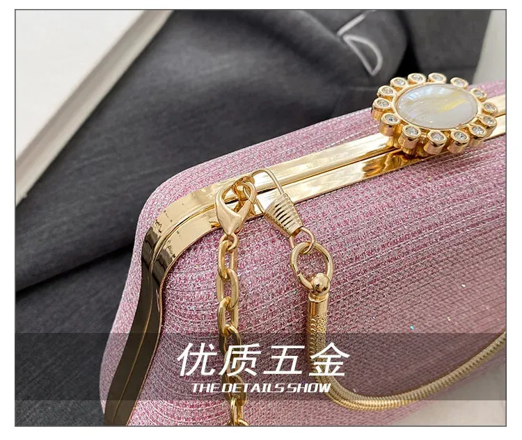 Luxury High-Design Evening Bag for Women | Glitter Clutch, Shoulder Bag with Chain for Party, Banquet, and Wedding