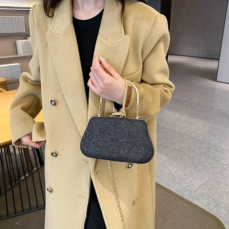 Luxury High-Design Evening Bag for Women | Glitter Clutch, Shoulder Bag with Chain for Party, Banquet, and Wedding