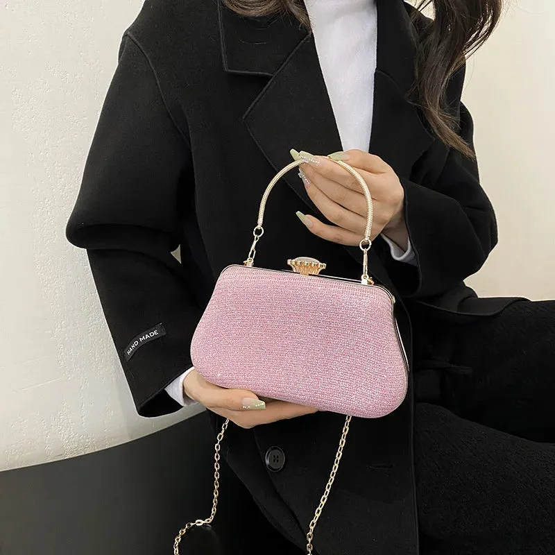 Luxury High-Design Evening Bag for Women | Glitter Clutch, Shoulder Bag with Chain for Party, Banquet, and Wedding
