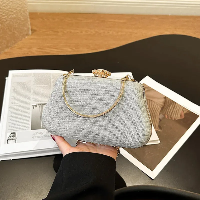 Luxury High-Design Evening Bag for Women | Glitter Clutch, Shoulder Bag with Chain for Party, Banquet, and Wedding