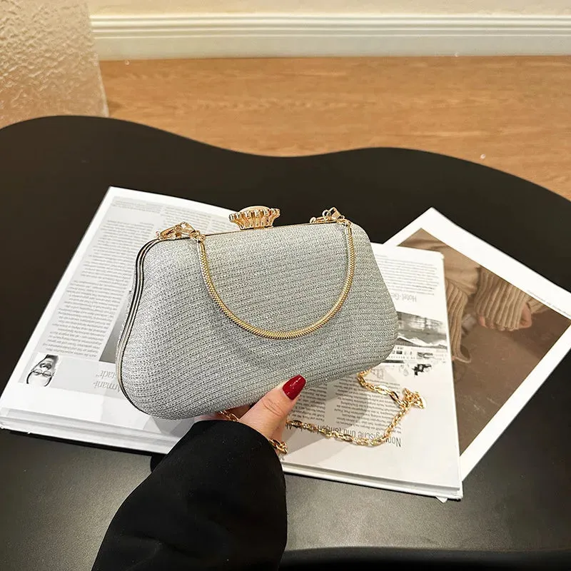 Luxury High-Design Evening Bag for Women | Glitter Clutch, Shoulder Bag with Chain for Party, Banquet, and Wedding