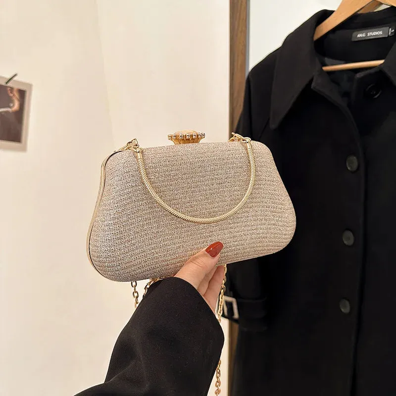 Luxury High-Design Evening Bag for Women | Glitter Clutch, Shoulder Bag with Chain for Party, Banquet, and Wedding