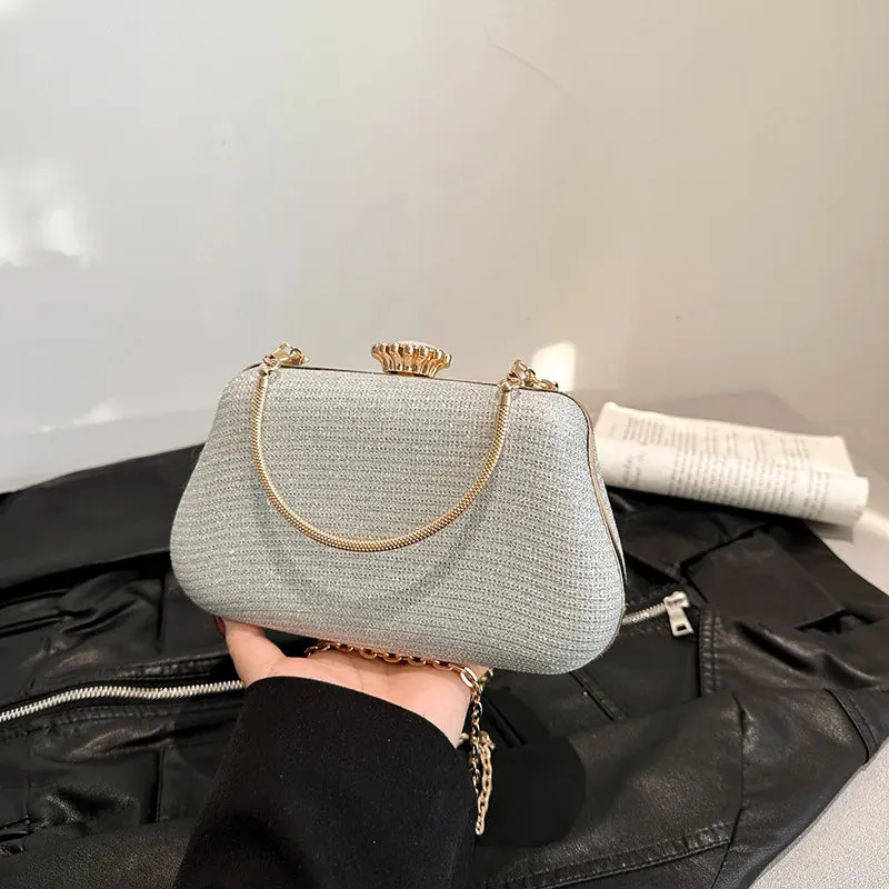 Luxury High-Design Evening Bag for Women | Glitter Clutch, Shoulder Bag with Chain for Party, Banquet, and Wedding