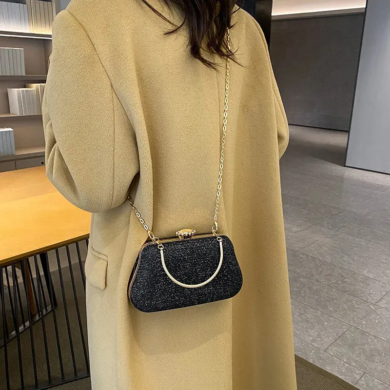 Luxury High-Design Evening Bag for Women | Glitter Clutch, Shoulder Bag with Chain for Party, Banquet, and Wedding