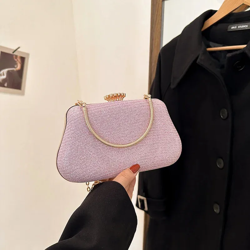Luxury High-Design Evening Bag for Women | Glitter Clutch, Shoulder Bag with Chain for Party, Banquet, and Wedding