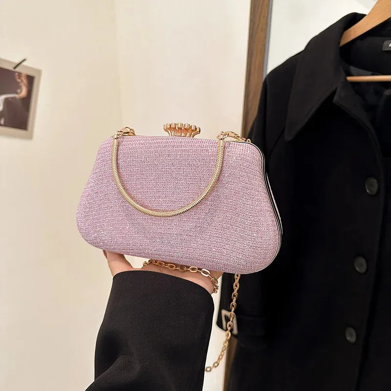 Luxury High-Design Evening Bag for Women | Glitter Clutch, Shoulder Bag with Chain for Party, Banquet, and Wedding