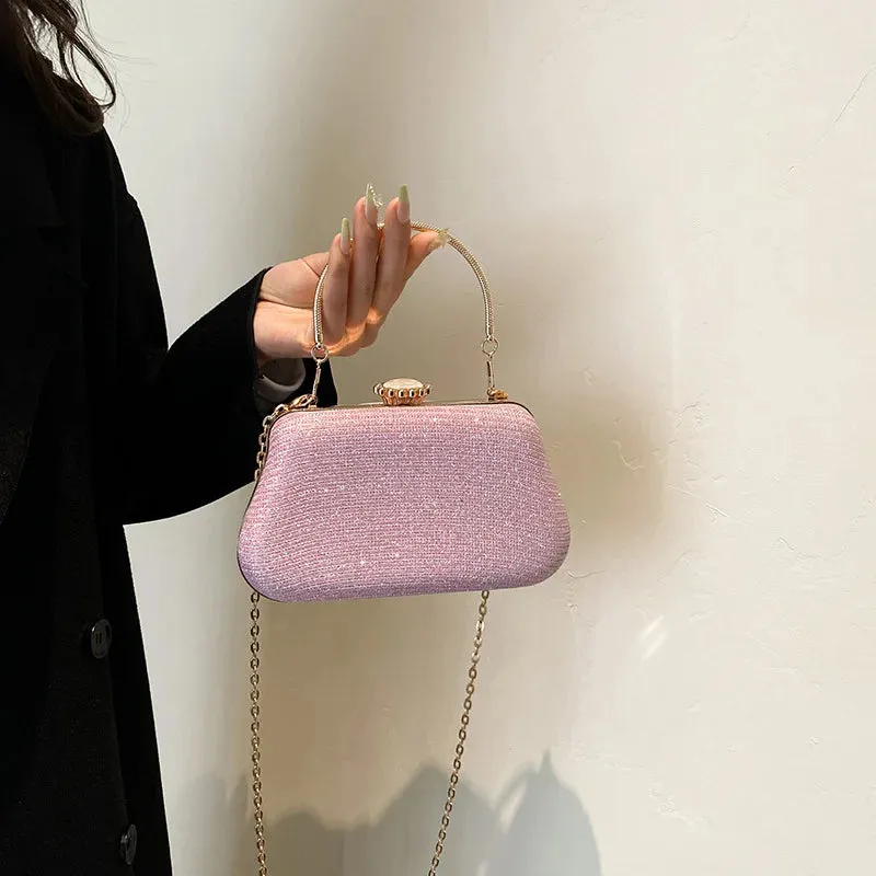 Luxury High-Design Evening Bag for Women | Glitter Clutch, Shoulder Bag with Chain for Party, Banquet, and Wedding