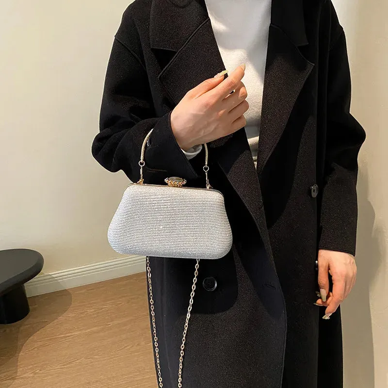 Luxury High-Design Evening Bag for Women | Glitter Clutch, Shoulder Bag with Chain for Party, Banquet, and Wedding