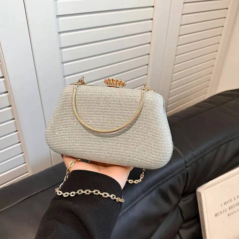 Luxury High-Design Evening Bag for Women | Glitter Clutch, Shoulder Bag with Chain for Party, Banquet, and Wedding