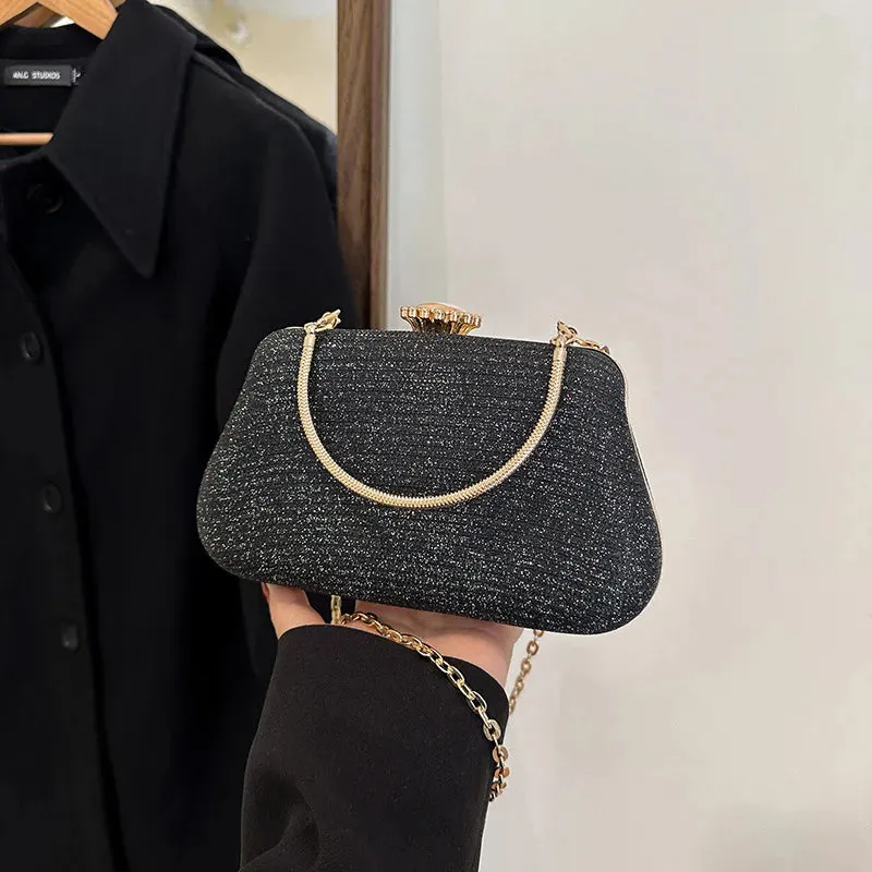 Luxury High-Design Evening Bag for Women | Glitter Clutch, Shoulder Bag with Chain for Party, Banquet, and Wedding