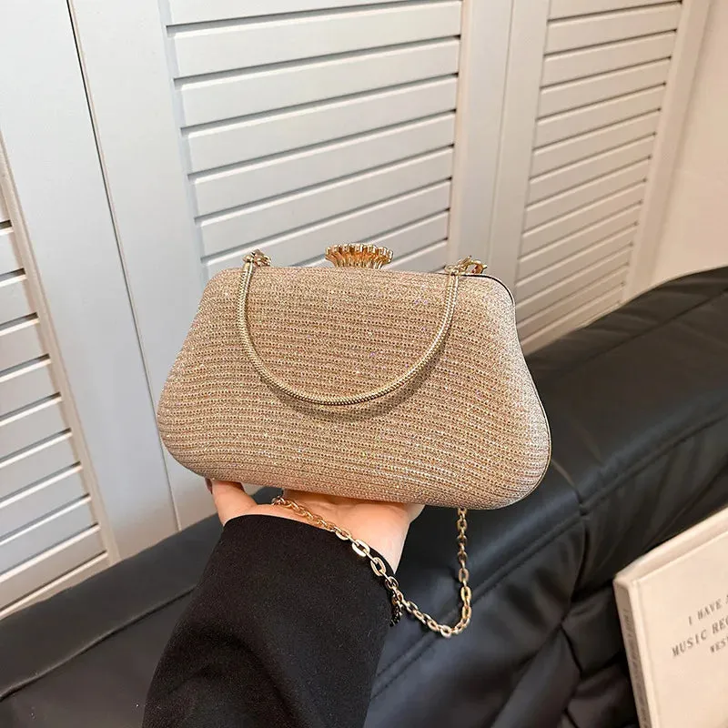 Luxury High-Design Evening Bag for Women | Glitter Clutch, Shoulder Bag with Chain for Party, Banquet, and Wedding