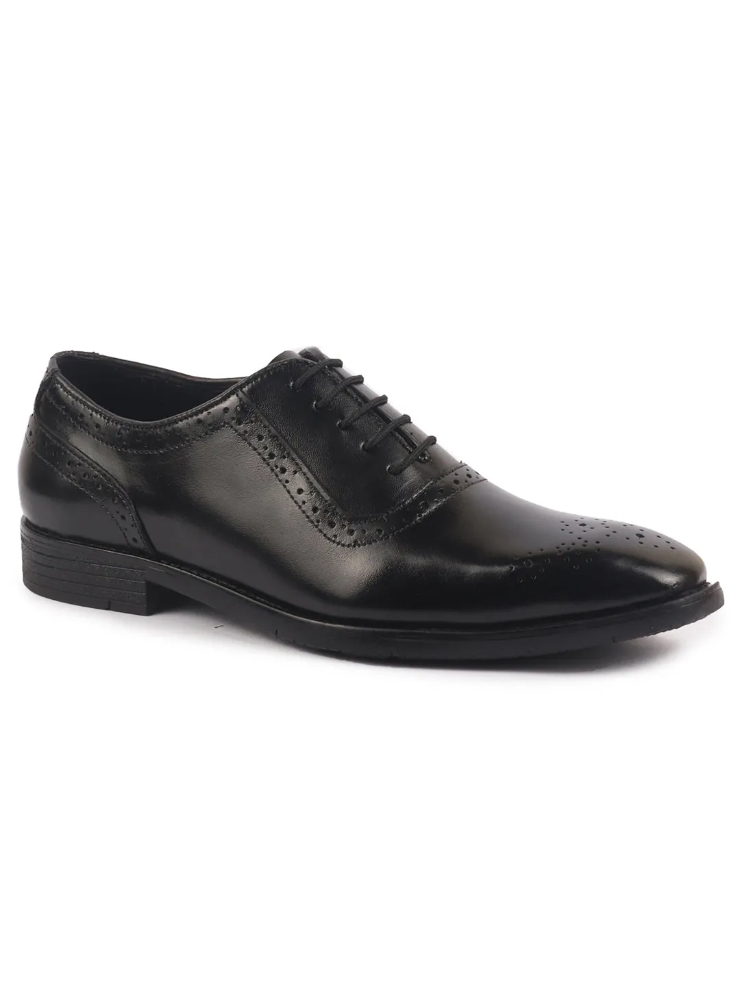 Men Black Genuine Leather Formal Classic Lace Up Brogue Shoes for Work|Tuxedo Lace Up Shoes