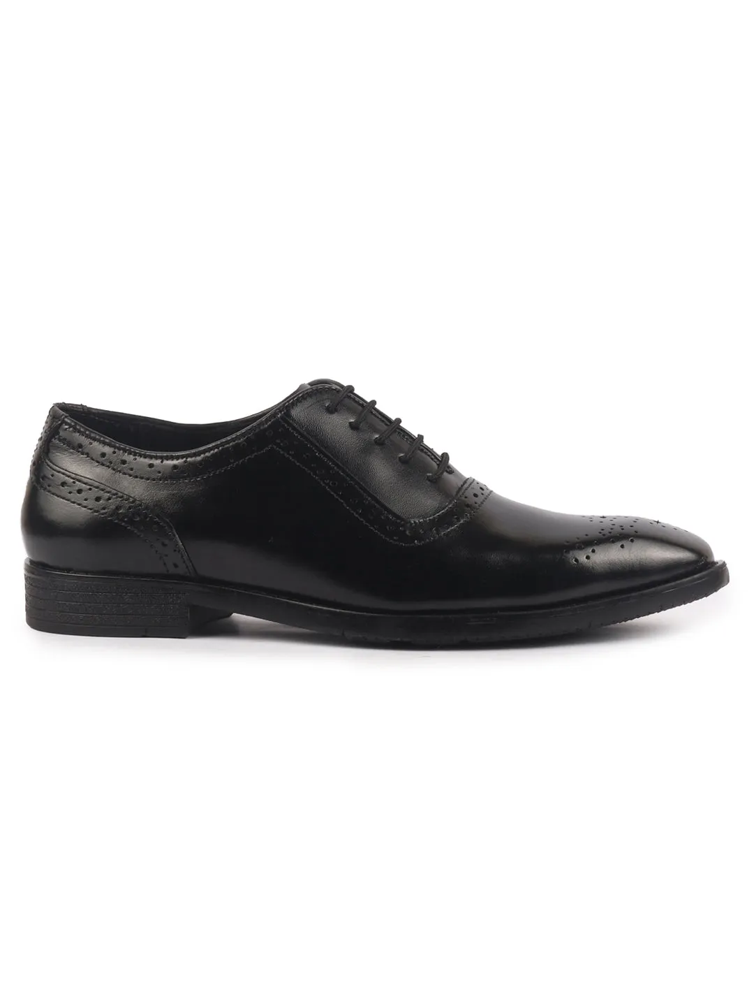 Men Black Genuine Leather Formal Classic Lace Up Brogue Shoes for Work|Tuxedo Lace Up Shoes