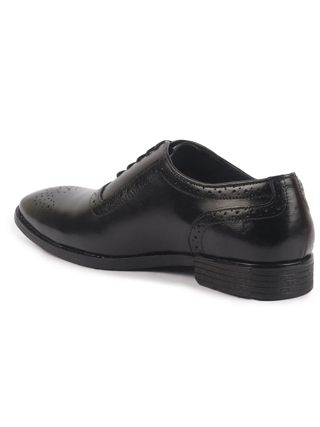 Men Black Genuine Leather Formal Classic Lace Up Brogue Shoes for Work|Tuxedo Lace Up Shoes