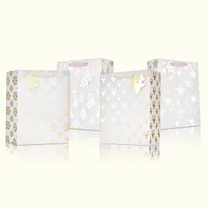 Metallic Gold & Silver Medium Sized Christmas Gift Bags, Pack of 12