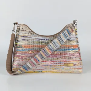 Multicolored Shimmery Striped Upcycled Handwoven Baguette Bag (BTB0125-021) PS_W