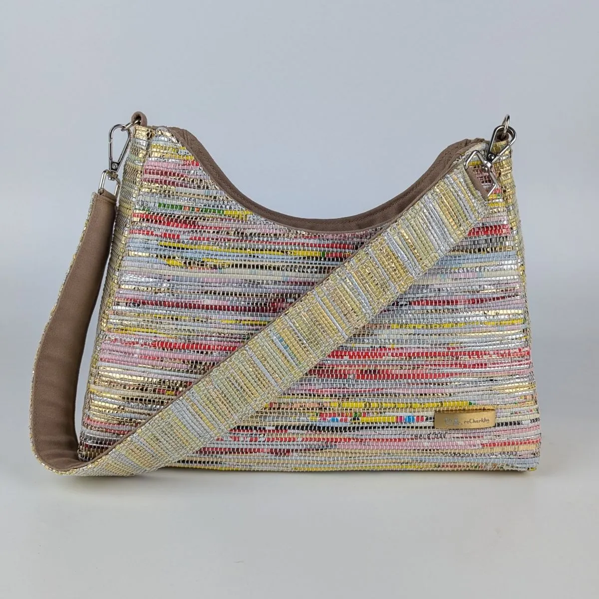 Multicolored Shimmery Upcycled Handwoven Baguette Bag (BTB0125-019) PS_W