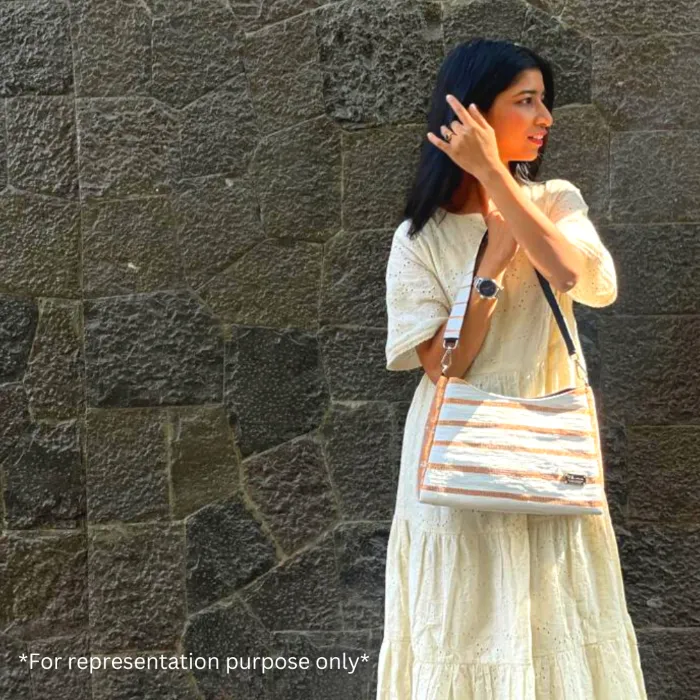 Multicolored Shimmery Upcycled Handwoven Baguette Bag (BTB0125-019) PS_W