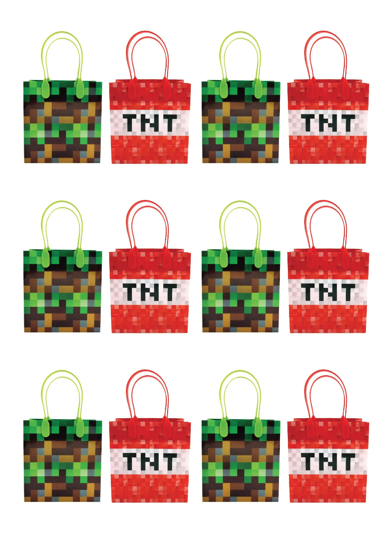 Pixels Miner Themed Party Favor Bags Treat Bags - Set of 6 or 12