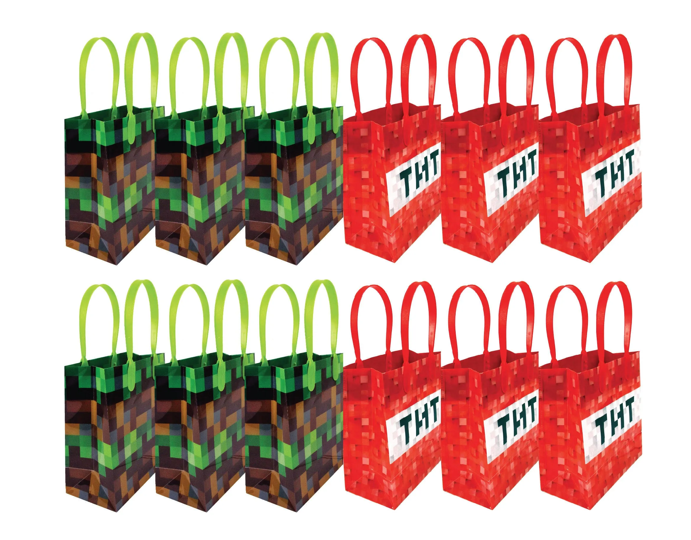Pixels Miner Themed Party Favor Bags Treat Bags - Set of 6 or 12