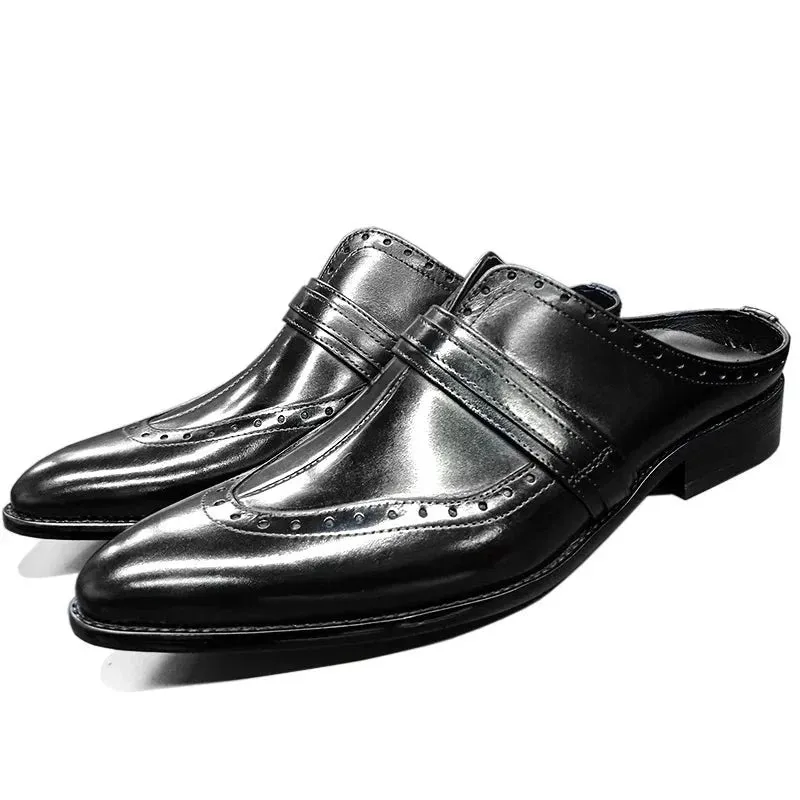 Pointed Toe Men's Half Mules Slippers