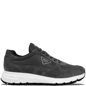 Prada Grey Triangle Suede & Nylon Runners