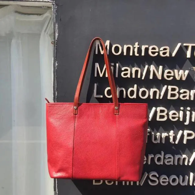 Quilted Womens Red Leather Tote Handbags Over the Shoulder Bag Purses for women