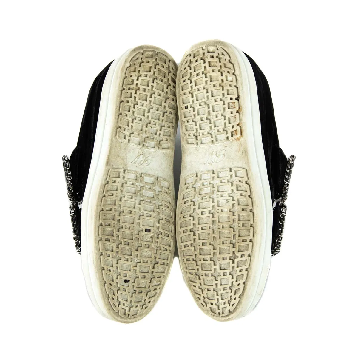 Roger Vivier Black Velvet Sneaky Viv Double Strass Sneakers Size 7 | EU 37