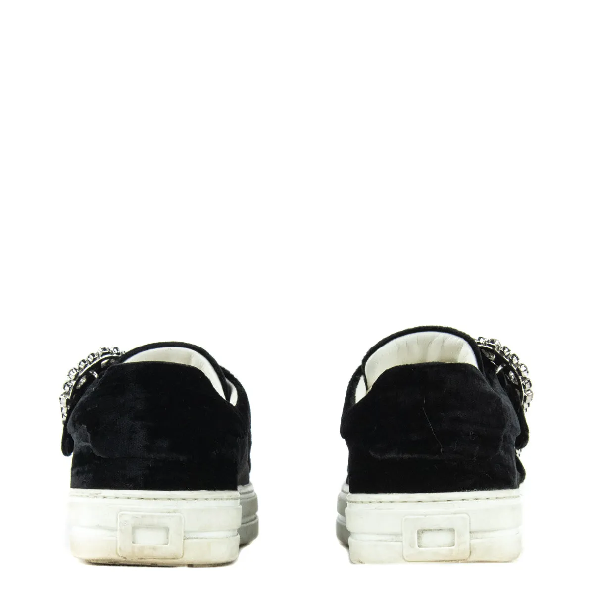 Roger Vivier Black Velvet Sneaky Viv Double Strass Sneakers Size 7 | EU 37
