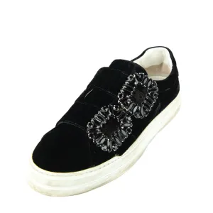 Roger Vivier Black Velvet Sneaky Viv Double Strass Sneakers Size 7 | EU 37