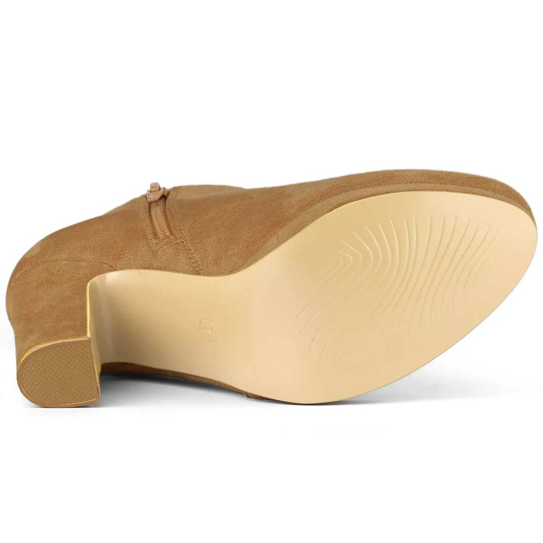 Round Toe Chunky Heel Ankle Heel Boots