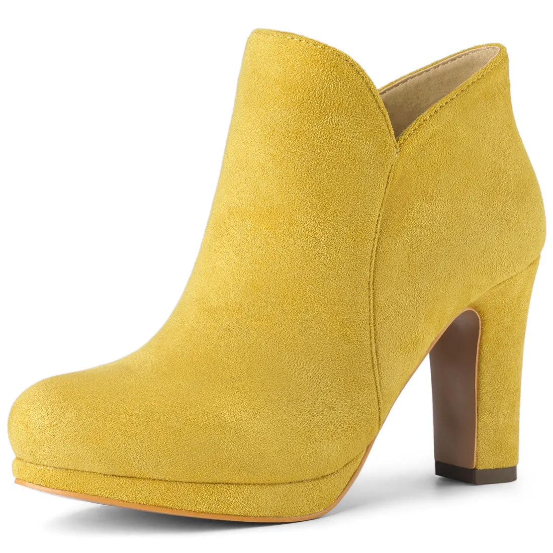 Round Toe Chunky Heel Ankle Heel Boots