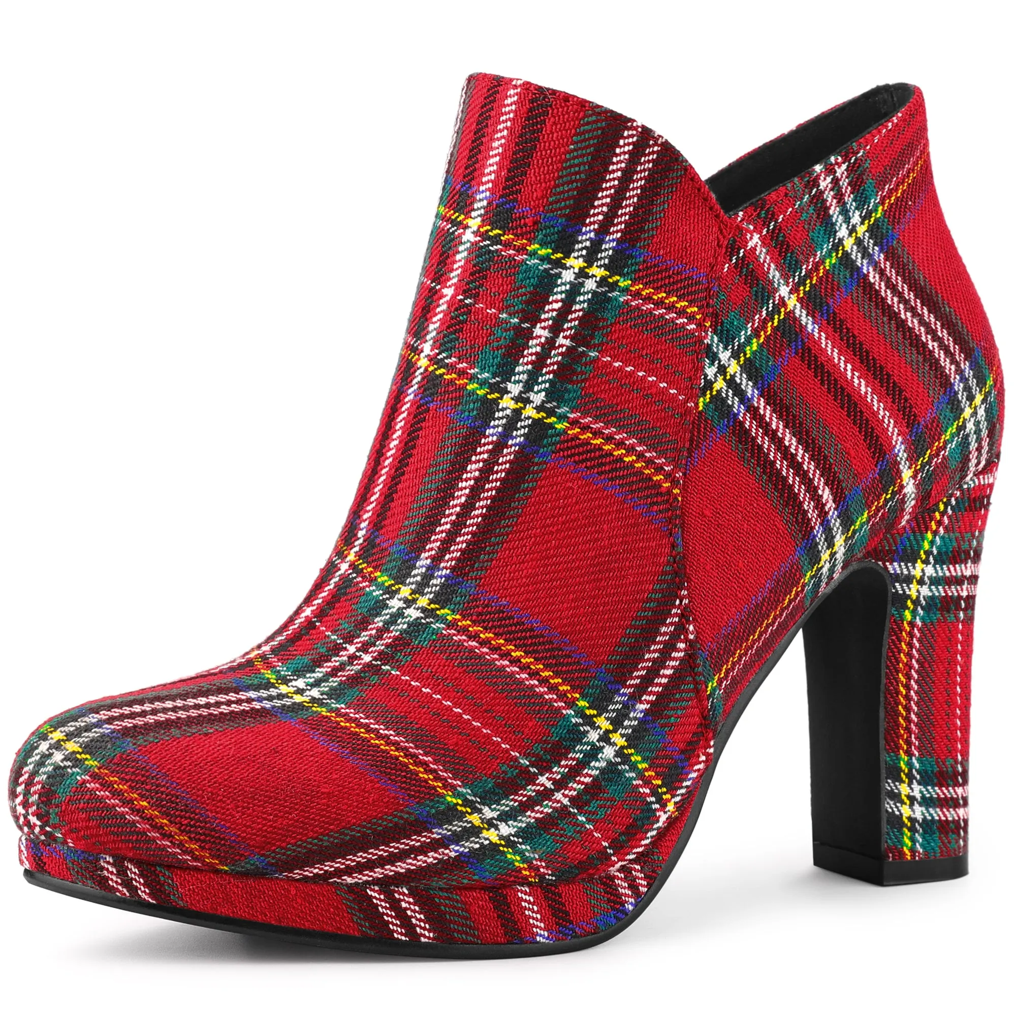 Round Toe Chunky Heel Ankle Heel Boots