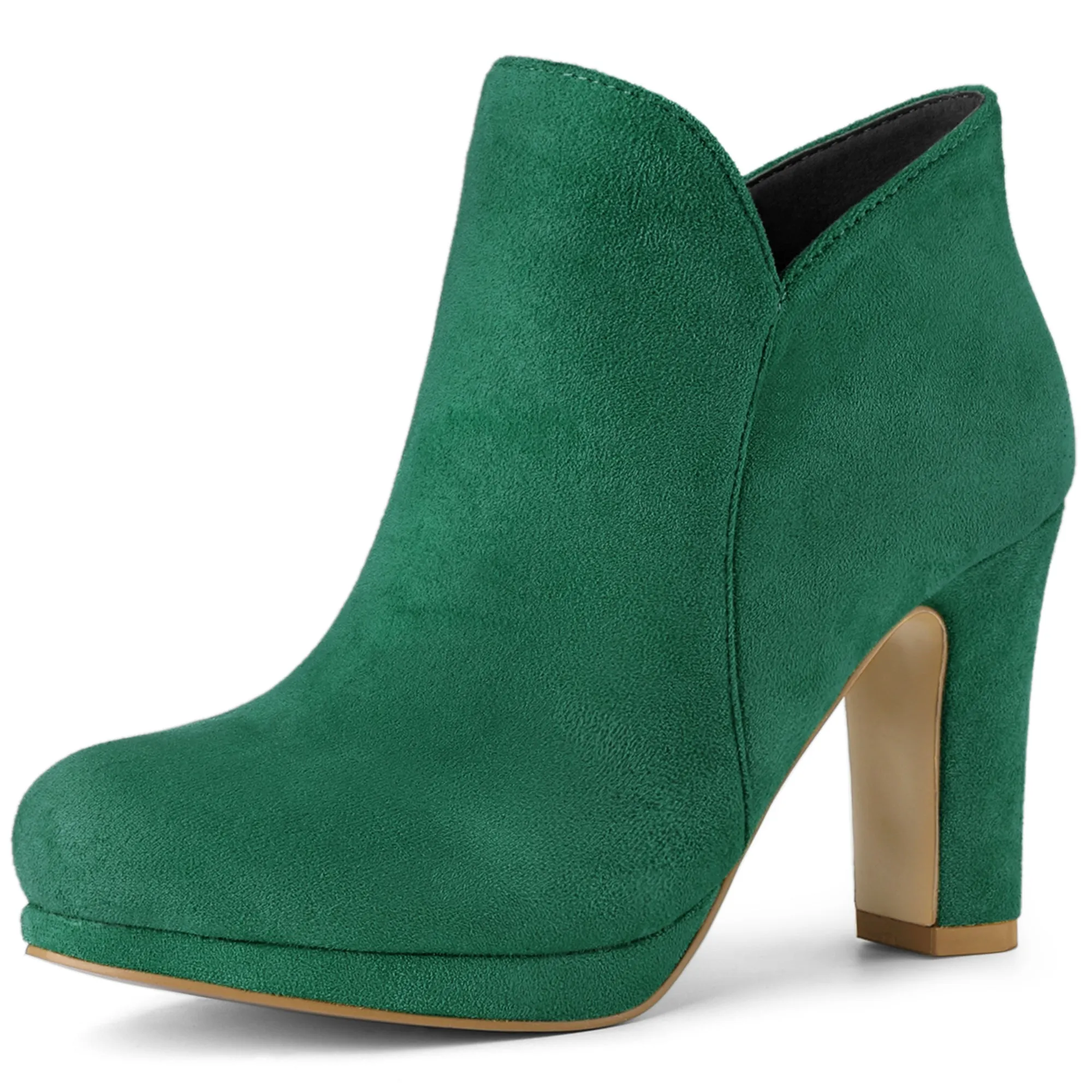 Round Toe Chunky Heel Ankle Heel Boots