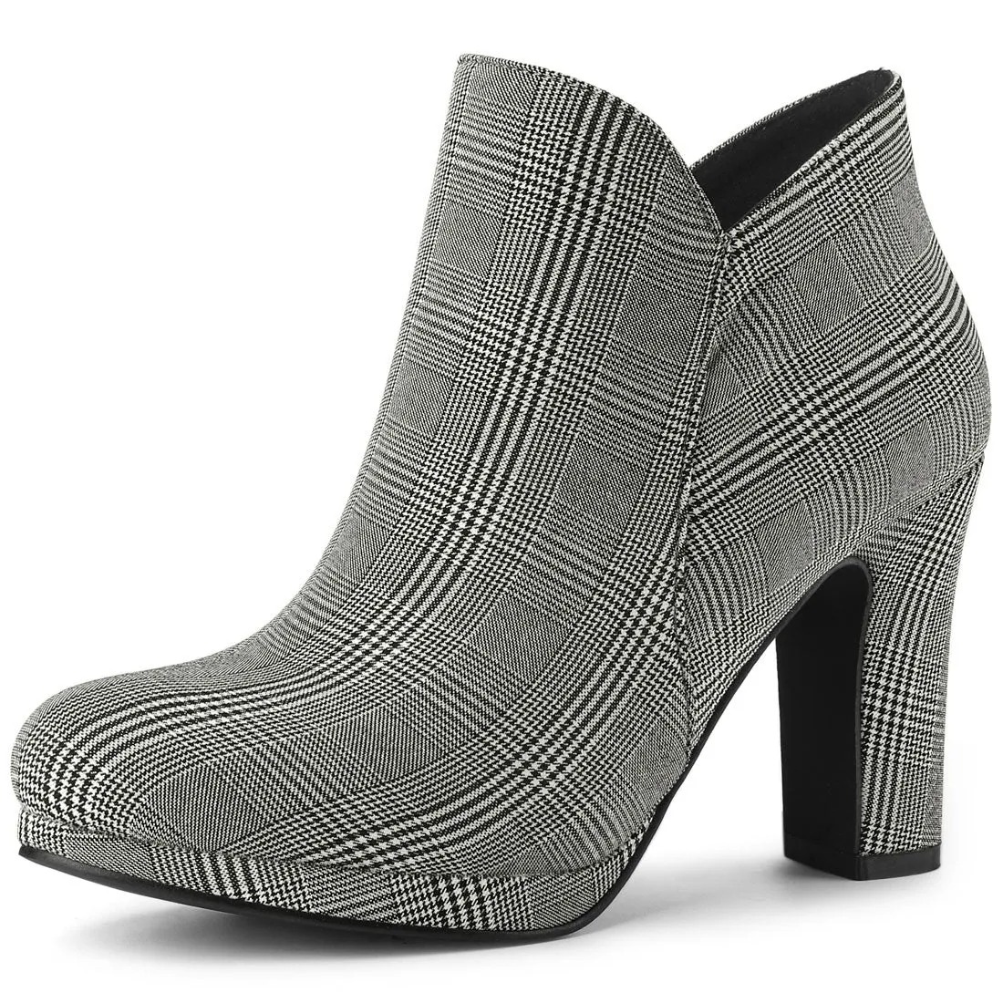 Round Toe Chunky Heel Ankle Heel Boots