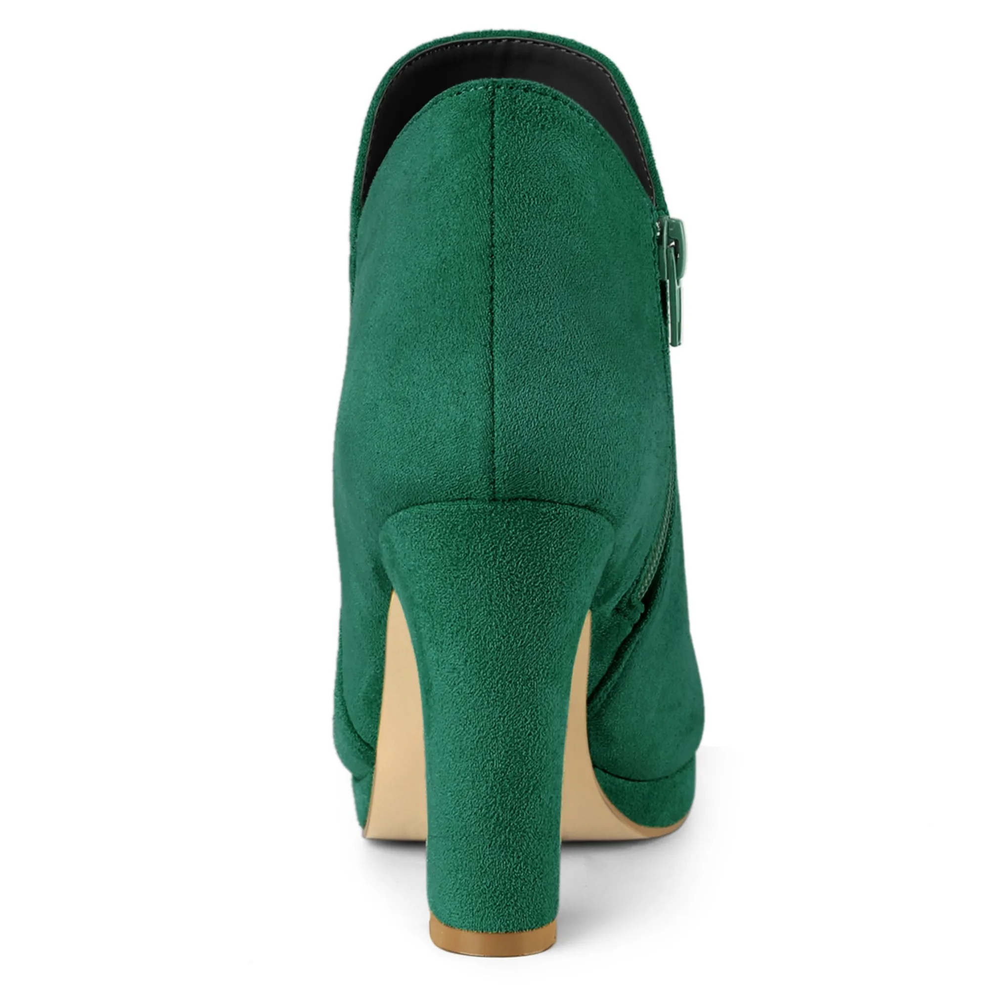 Round Toe Chunky Heel Ankle Heel Boots