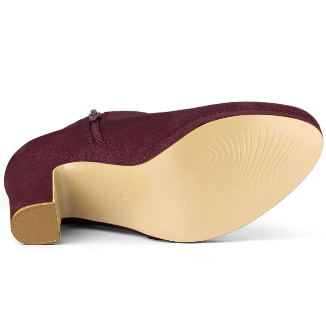Round Toe Chunky Heel Ankle Heel Boots