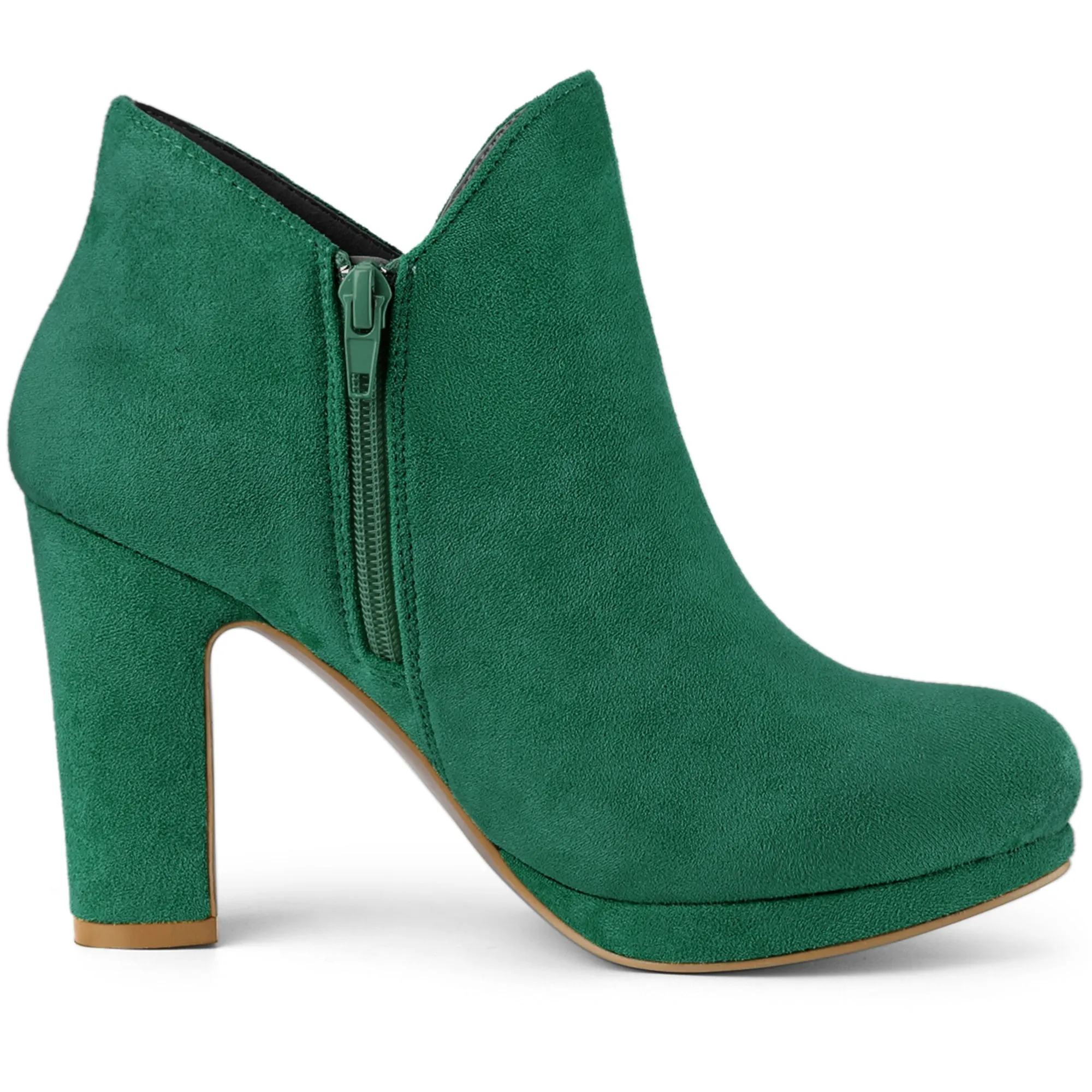 Round Toe Chunky Heel Ankle Heel Boots