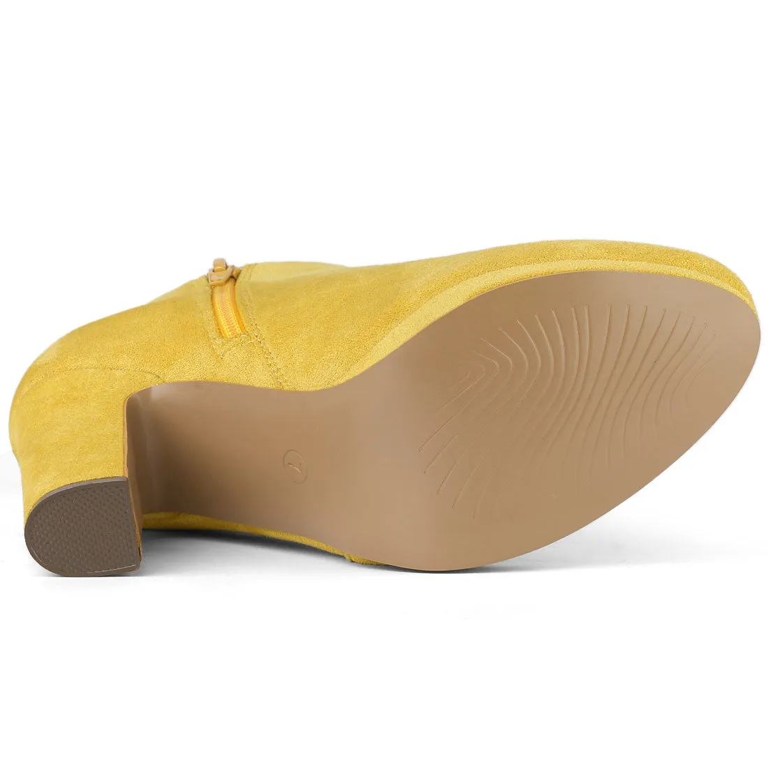 Round Toe Chunky Heel Ankle Heel Boots