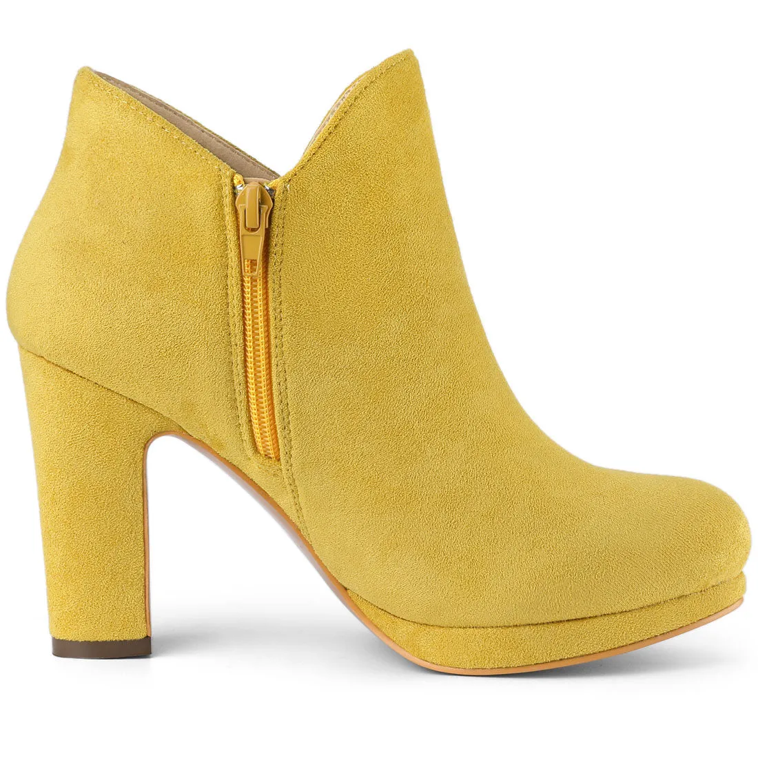 Round Toe Chunky Heel Ankle Heel Boots
