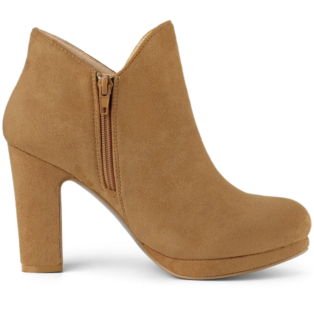 Round Toe Chunky Heel Ankle Heel Boots