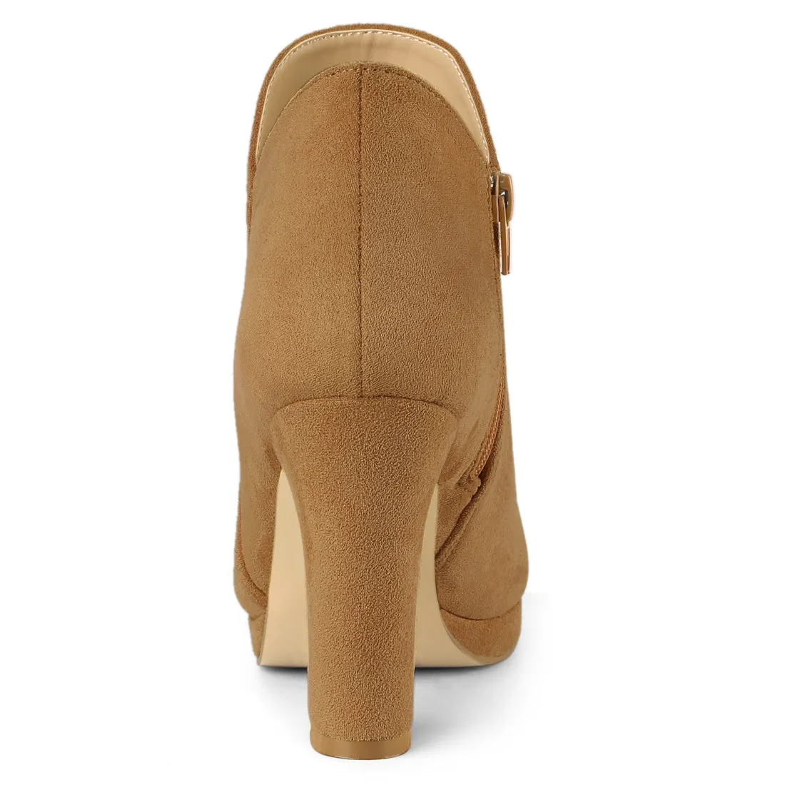 Round Toe Chunky Heel Ankle Heel Boots