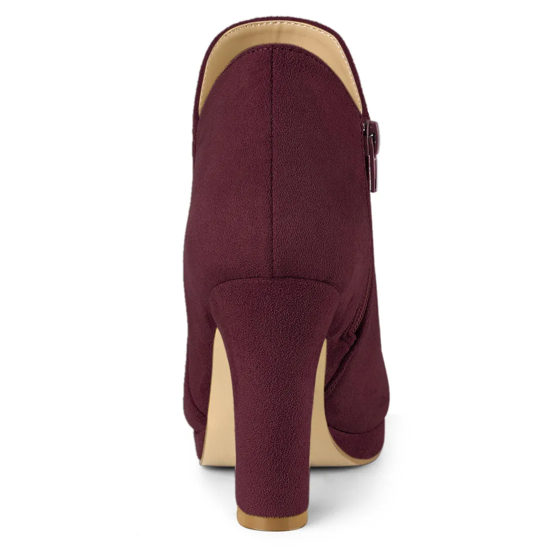 Round Toe Chunky Heel Ankle Heel Boots