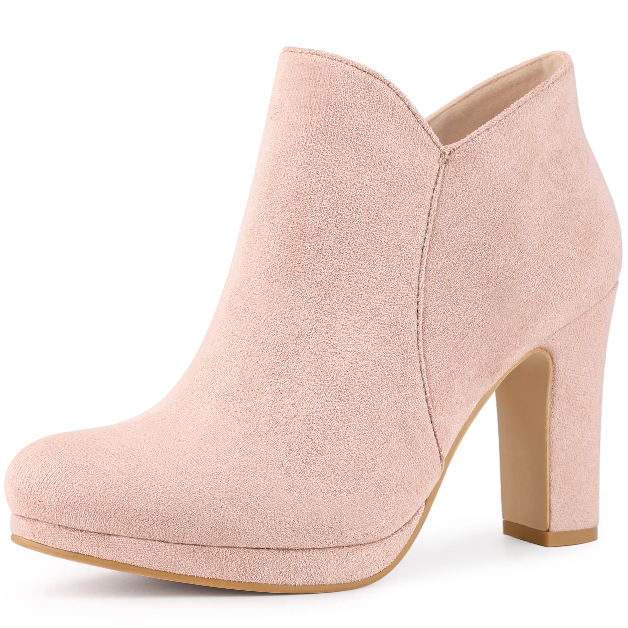 Round Toe Chunky Heel Ankle Heel Boots