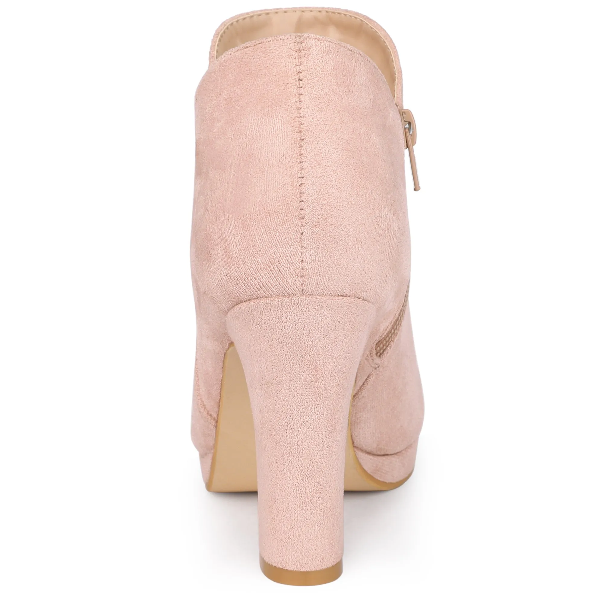 Round Toe Chunky Heel Ankle Heel Boots
