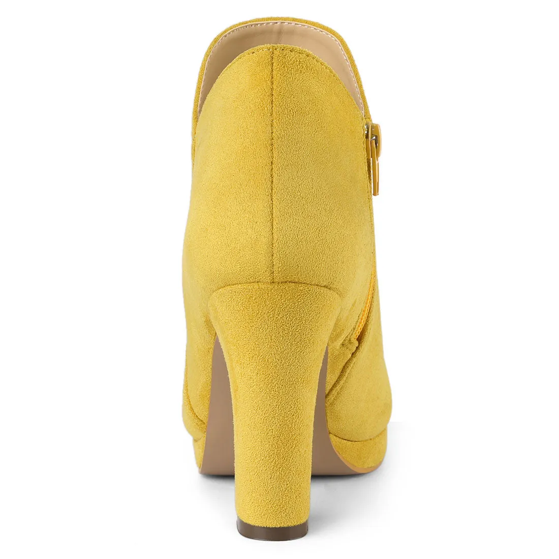 Round Toe Chunky Heel Ankle Heel Boots
