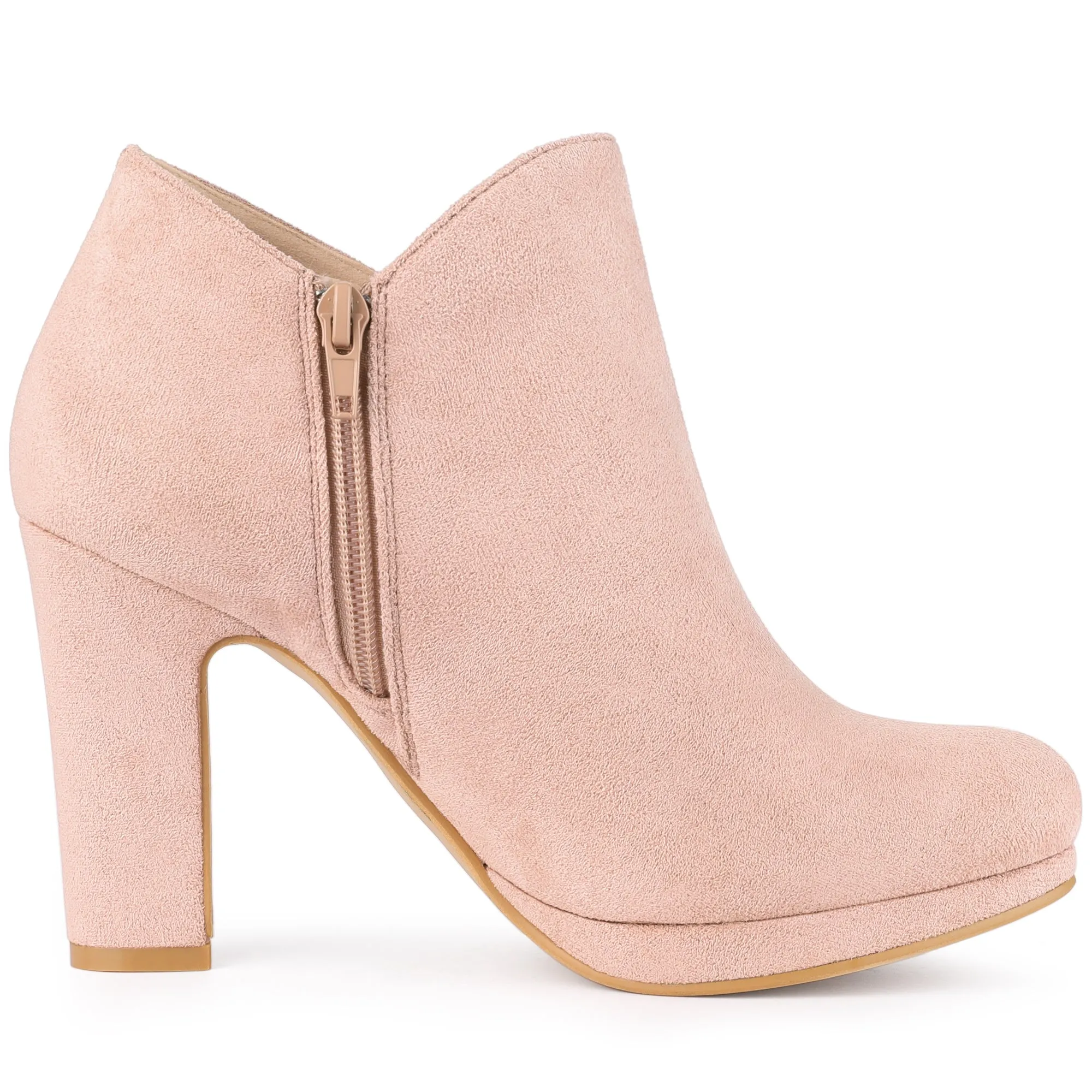 Round Toe Chunky Heel Ankle Heel Boots